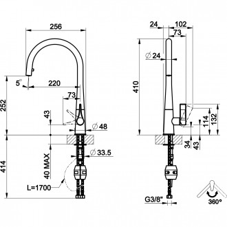 Кухонный смеситель с выдвижным изливом Gessi Proton нержавеющая сталь (17153#149)