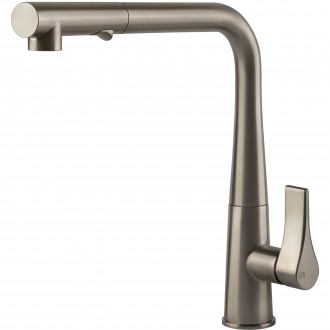 Кухонный смеситель с выдвижным изливом и двухструйным душем Gessi Proton нержавеющая сталь (17177#149)
