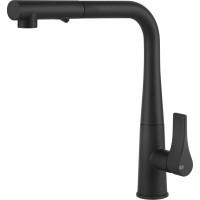 Кухонный смеситель с выдвижным изливом и двухструйным душем Gessi Proton матовый чёрный (17177#299)