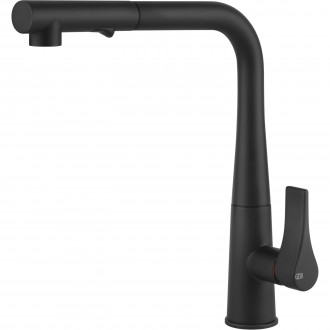Кухонный смеситель с выдвижным изливом и двухструйным душем Gessi Proton матовый чёрный (17177#299) Кухонный смеситель с выдвижным изливом и двухструйным душем Gessi Proton матовый чёрный (17177#299)