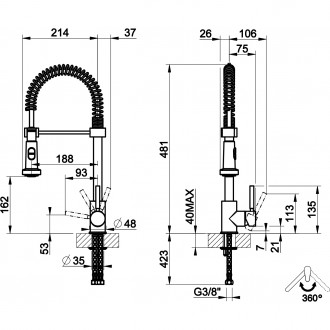 Смеситель кухонный с гибким изливом и двухструйным душем Gessi Neutron хром (50209#031) Смеситель кухонный с гибким изливом и двухструйным душем Gessi Neutron хром (50209#031)