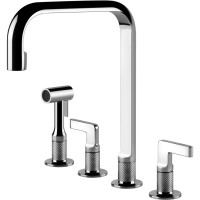 Смеситель кухонный на четыре отверстия с выдвижным душем Gessi Inciso хром (58703#031)