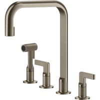 Смеситель кухонный на четыре отверстия с выдвижным душем Gessi Inciso нержавеющая сталь (58703#149)
