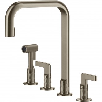 Смеситель кухонный на четыре отверстия с выдвижным душем Gessi Inciso нержавеющая сталь (58703#149)