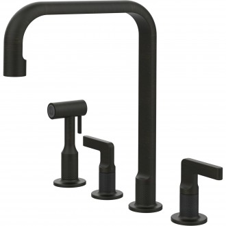 Смеситель кухонный на четыре отверстия с выдвижным душем Gessi Inciso состаренная бронза (58703#187)