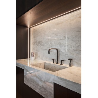 Смеситель кухонный на четыре отверстия с выдвижным душем Gessi Inciso медь PVD (58703#030)