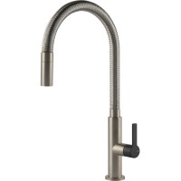 Змішувач кухонний з висувним виливом Gessi Mesh нержавіюча сталь з чорним (60003#599)