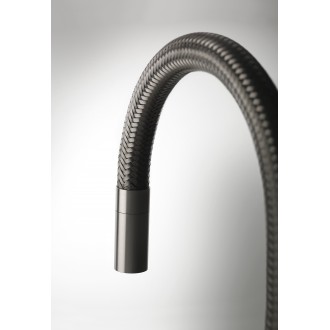 Кухонный смеситель с выдвижным изливом Gessi Mesh нержавеющая сталь с чёрным (60003#599)