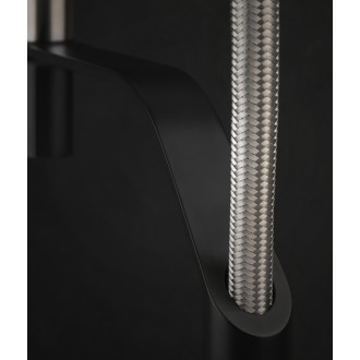 Смеситель кухонный с гибким изливом и двухструйным душем Gessi Mesh нержавеющая сталь с чёрным (60005#599)