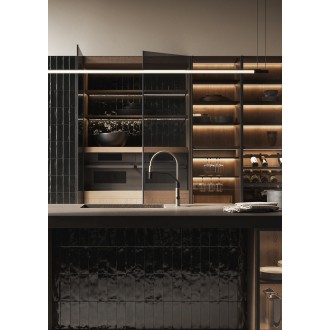 Смеситель кухонный с гибким изливом и двухструйным душем Gessi Mesh нержавеющая сталь с чёрным (60005#599)