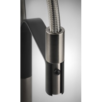 Смеситель кухонный с гибким изливом и двухструйным душем Gessi Mesh нержавеющая сталь с чёрным (60005#599)