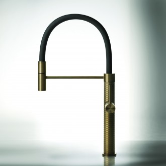Смеситель кухонный с гибким изливом Gessi 316 Kitchen Meccanica бронза брашированная PVD (60012#726)