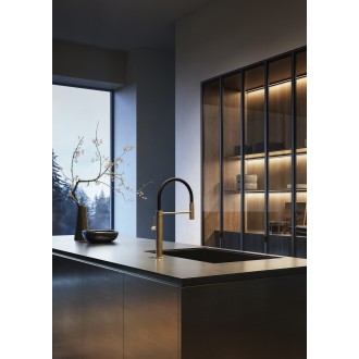 Смеситель кухонный с гибким изливом Gessi 316 Kitchen Meccanica бронза брашированная PVD (60012#726)
