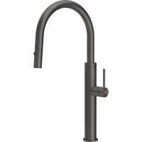 Змішувач кухонний з висувним виливом та двоструменевим душем Gessi 316 Kitchen Flessa чорний метал браширований PVD (60022#707)