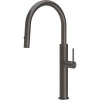 Смеситель кухонный с выдвижным изливом и двухструйным душем Gessi 316 Kitchen Meccanica черный металл брашированный PVD (60024#707)