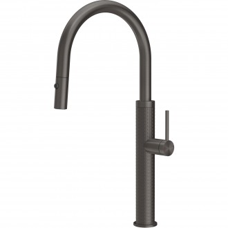 Смеситель кухонный с выдвижным изливом и двухструйным душем Gessi 316 Kitchen Meccanica черный металл брашированный PVD (60024#707)
