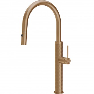 Смеситель кухонный с выдвижным изливом и двухструйным душем Gessi 316 Kitchen Meccanica бронза брашированная PVD (60024#726)