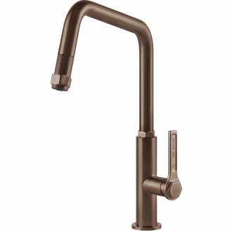 Кухонный смеситель с выдвижным изливом Officine Gessi медь брашированная PVD (60053#708)