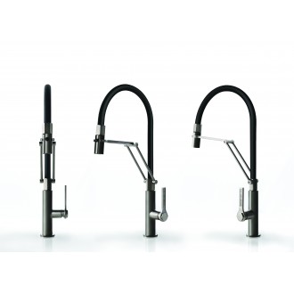 Смеситель кухонный с гибким изливом и двухструйным душем Officine Gessi нержавеющая сталь (60055#149) Смеситель кухонный с гибким изливом и двухструйным душем Officine Gessi нержавеющая сталь (60055#149)