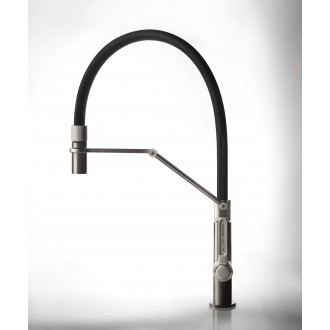 Смеситель кухонный с гибким изливом и двухструйным душем Officine Gessi нержавеющая сталь (60055#149) Смеситель кухонный с гибким изливом и двухструйным душем Officine Gessi нержавеющая сталь (60055#149)