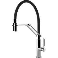 Смеситель кухонный с гибким изливом и двухструйным душем Officine Gessi хром (60055#031)