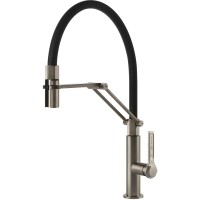 Смеситель кухонный с гибким изливом и двухструйным душем Officine Gessi нержавеющая сталь (60055#149)
