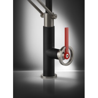 Смеситель кухонный с гибким изливом и двухструйным душем Gessi Officine Volantino нержавеющая сталь с чёрным (60205#599) Смеситель кухонный с гибким изливом и двухструйным душем Gessi Officine Volantino нержавеющая сталь с чёрным (60205#599)