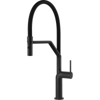 Смеситель кухонный с гибким изливом и двухструйным душем Gessi Stelo матовый чёрный (60315#299)