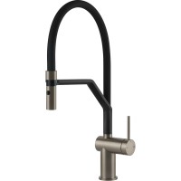 Смеситель кухонный с гибким изливом и двухструйным душем Gessi Inedito нержавеющая сталь (60429#149)