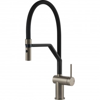 Смеситель кухонный с гибким изливом и двухструйным душем Gessi Inedito нержавеющая сталь (60429#149)
