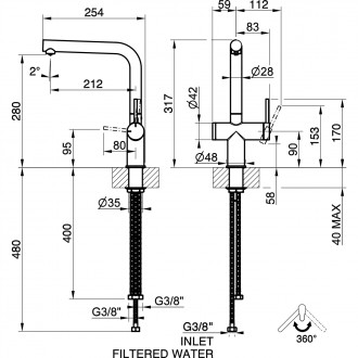 Смеситель кухонный с подключением к фильтру Gessi Inedito хром (60571#031) Смеситель кухонный с подключением к фильтру Gessi Inedito хром (60571#031)