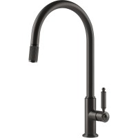 Кухонный смеситель с выдвижным изливом Gessi Venti20 чёрный металл брашированный PVD (60622#707)