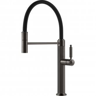 Смеситель кухонный с гибким изливом Gessi Venti20 чёрный металл брашированный PVD (60634#707)