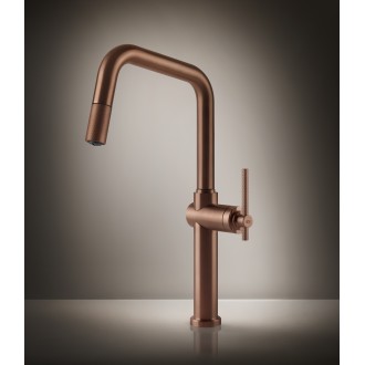 Кухонный смеситель с выдвижным изливом Gessi Habito бронза брашированная PVD (60652#726)