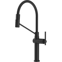 Смеситель кухонный с гибким изливом и двухструйным душем Gessi Habito матовый чёрный (60664#299)