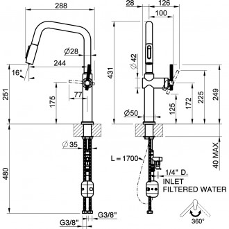 Смеситель кухонный с подключением к фильтру Gessi Habito медь брашированная PVD (60852#708) Смеситель кухонный с подключением к фильтру Gessi Habito медь брашированная PVD (60852#708)