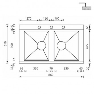 Кухонная мойка CM Anthea 86Х51 2V 12994 Кухонная мойка CM Anthea 86Х51 2V 12994