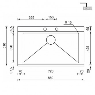 Кухонная мойка CM Anthea Radius 86Х51 1V 12972 Кухонная мойка CM Anthea Radius 86Х51 1V 12972