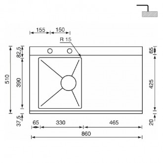 Кухонная мойка CM Anthea Radius 86Х51 1V 12973 Кухонная мойка CM Anthea Radius 86Х51 1V 12973