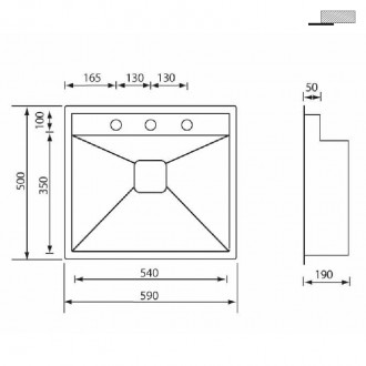Кухонная мойка CM Ariel 59Х50 1V 12902 Кухонная мойка CM Ariel 59Х50 1V 12902