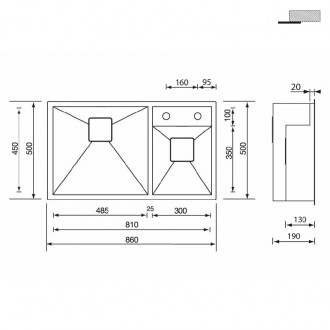 Кухонная мойка CM Ariel 86Х50 2V 12904 Кухонная мойка CM Ariel 86Х50 2V 12904