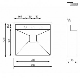 Кухонная мойка CM Ariel 59Х50 12912