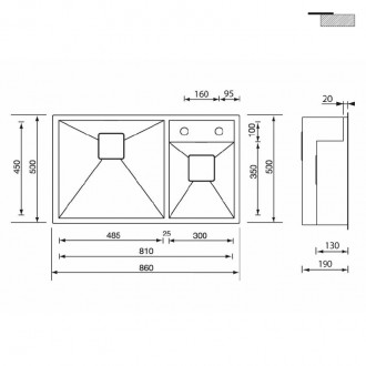 Кухонная мойка CM Ariel 86Х50 2V 12914 Кухонная мойка CM Ariel 86Х50 2V 12914