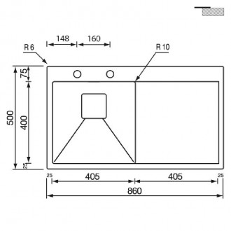 Кухонная мойка CM Batik 86Х50 1V 12033 Кухонная мойка CM Batik 86Х50 1V 12033