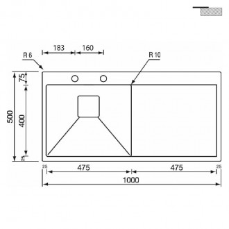 Кухонная мойка CM Batik 100Х50 2V 12036