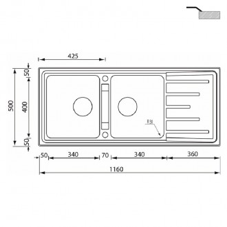 Кухонная мойка CM Brando 116Х50 2V 15107