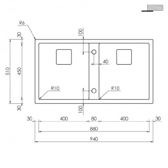 Кухонная мойка CM Calypso 94Х51 2V 15613 Кухонная мойка CM Calypso 94Х51 2V 15613