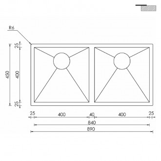 Кухонная мойка CM Filoquadra 89Х45 2V 1190B Кухонная мойка CM Filoquadra 89Х45 2V 1190B