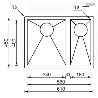 Кухонная мойка CM Filoquadra 61Х45 2V 11912