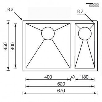 Кухонная мойка CM Filoquadra 67Х45 2V 11923 Кухонная мойка CM Filoquadra 67Х45 2V 11923